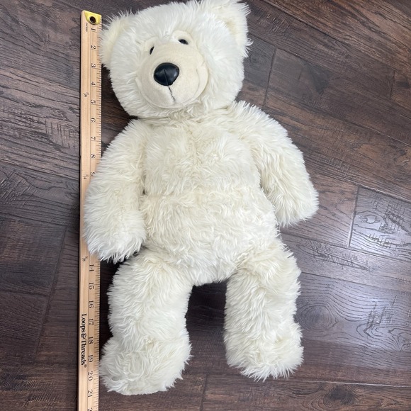 Vintage 1997 Build a Bear Polar Bear Long Fur Faux Leather Nose Pads 20" Plush - Picture 5 of 11